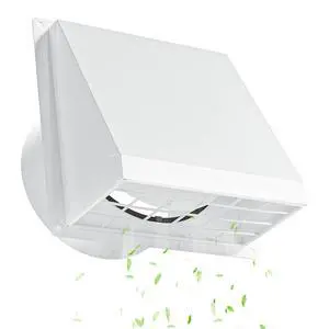 Dryer Vent Cover Outside with Removable Mesh, Wall Mount Extractor Vent with Rubber Cushioned Non-Return Flap, High Quality Iron Outside Dryer Vent Cover for House (White, 6 Inch) Dryer Vent Cover Outside with Removable Mesh, Wall Mount Extractor Vent with Rubber Cushioned Non-Return Flap, High Quality Iron Outside Dryer Vent Cover for House (White, 6 Inch)
