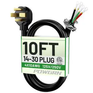 10FT 4 Prong Dryer Cord, Pure Copper Wire, 30 Amp, ETL Listed | 10 Gauge Appliance Dryer Power Cord 4 Prong NEMA 14-30P to 4-Wire, 4 Prong Dryer Cord 10 FT, 250V 7500W, Black, SRDT 10FT 4 Prong Dryer Cord, Pure Copper Wire, 30 Amp, ETL Listed | 10 Gauge Appliance Dryer Power Cord 4 Prong NEMA 14-30P to 4-Wire, 4 Prong Dryer Cord 10 FT, 250V 7500W, Black, SRDT