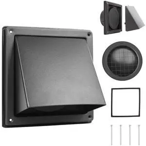 4-Inch Black Exhaust Dryer Vent Cover 304 Stainless Steel | Upgrade Removable Cover and Bird Screen Mesh for Bathroom, Kitchen, Office, Garage, AC, Range Hood Extractor Exterior Wall 4-Inch Black Exhaust Dryer Vent Cover 304 Stainless Steel | Upgrade Removable Cover and Bird Screen Mesh for Bathroom, Kitchen, Office, Garage, AC, Range Hood Extractor Exterior Wall
