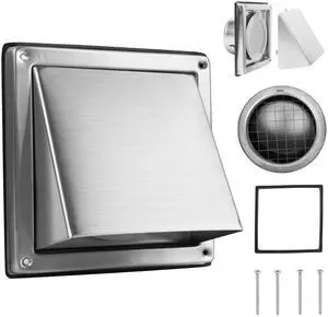 6-Inch Exhaust Dryer Vent Cover Outside 304 Stainless Steel | Upgrade Removable Cover and Bird Screen Mesh for Bathroom, Kitchen, Office, Garage, AC, Range Hood Extractor Exterior Wall 6-Inch Exhaust Dryer Vent Cover Outside 304 Stainless Steel | Upgrade Removable Cover and Bird Screen Mesh for Bathroom, Kitchen, Office, Garage, AC, Range Hood Extractor Exterior Wall