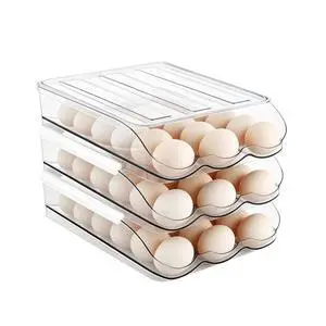 Egg Holder for Fridge, Automatic Rolling Egg Container for Refrigerator, Clear Plastic Large Egg Organizer, Stackable Eggs Storage for Refrigerator (3 Tiers) Egg Holder for Fridge, Automatic Rolling Egg Container for Refrigerator, Clear Plastic Large Egg Organizer, Stackable Eggs Storage for Refrigerator (3 Tiers)