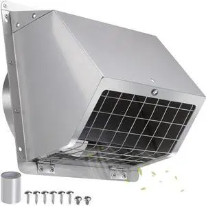 6 Inch Wall Vent Cover Dryer Vent Cover Outside,304 Stainless Steel Exhaust Vent Cover Cap with Screen and Damper,External Extractor Exterior Wall Vent Hood Air Vent for Range Hood Bathroom Fan Duct 6 Inch Wall Vent Cover Dryer Vent Cover Outside,304 Stainless Steel Exhaust Vent Cover Cap with Screen and Damper,External Extractor Exterior Wall Vent Hood Air Vent for Range Hood Bathroom Fan Duct