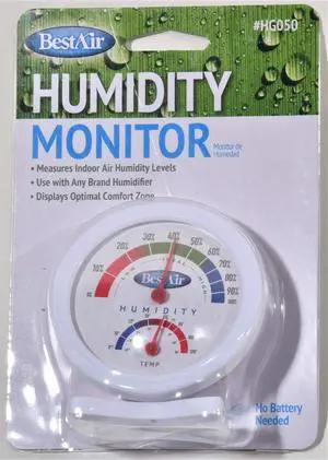 PRODUCTS BestAir Analog Humidity Monitor & Temperature Gauge, Freestanding, Gray, HG050-PDQ-4 PRODUCTS BestAir Analog Humidity Monitor & Temperature Gauge, Freestanding, Gray, HG050-PDQ-4