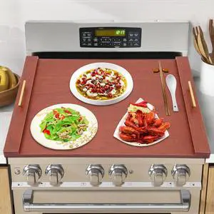 Stove Cover Board for Gas Stovetop, 30" x 22" Noodle Board Stovetop Cover with Handles, Sink Wood Block Covers for Electric & Gas Stove, Farmhouse Decorative Wooden Tray for Kitchen (Brown) Stove Cover Board for Gas Stovetop, 30" x 22" Noodle Board Stovetop Cover with Handles, Sink Wood Block Covers for Electric & Gas Stove, Farmhouse Decorative Wooden Tray for Kitchen (Brown)