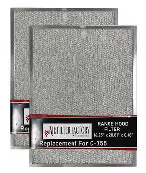 Grease Filter C-755 Replacement For Imperial Cal 16.25 x 20.81 x 0.38 Inches Range Hood Aluminum Mesh Grease Vent Stove Filter 2-Pack Grease Filter C-755 Replacement For Imperial Cal 16.25 x 20.81 x 0.38 Inches Range Hood Aluminum Mesh Grease Vent Stove Filter 2-Pack