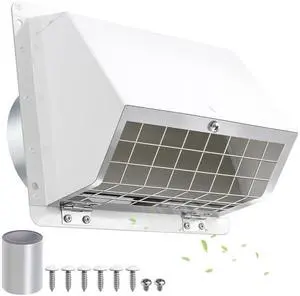 Dryer Vent Cover Outside 5 Inch,Dryer Vent Cover for Exterior Wall,External Extractor Wall Vent Exhaust Vent Cover with Screen and Damper,Dryer Vent Cap for Duct House Kitchen Range Hood AC,White Dryer Vent Cover Outside 5 Inch,Dryer Vent Cover for Exterior Wall,External Extractor Wall Vent Exhaust Vent Cover with Screen and Damper,Dryer Vent Cap for Duct House Kitchen Range Hood AC,White