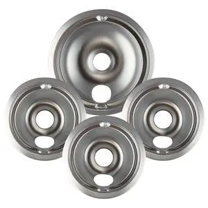 119204XZ Style B Chrome 4 Pack Drip Bowls 3 Small and 1 Large 119204XZ Style B Chrome 4 Pack Drip Bowls 3 Small and 1 Large