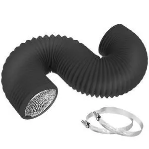 4 Inch 25ft Dryer Vent Hose,Flexible Insulated Air Ducting,Vent Hose PVC Aluminum Foil with 2 Clamps for HVAC Ventilation(Black) 4 Inch 25ft Dryer Vent Hose,Flexible Insulated Air Ducting,Vent Hose PVC Aluminum Foil with 2 Clamps for HVAC Ventilation(Black)