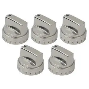 New 5 Pcs WB03X24818 Stove Knob Replacement Fit for GE Gas Stoves JGB660EEJ2ES JGB660EEJ3ES, Replace AP5989029, PS11729081, Reinforced D-Shape Hole, Silver New 5 Pcs WB03X24818 Stove Knob Replacement Fit for GE Gas Stoves JGB660EEJ2ES JGB660EEJ3ES, Replace AP5989029, PS11729081, Reinforced D-Shape Hole, Silver