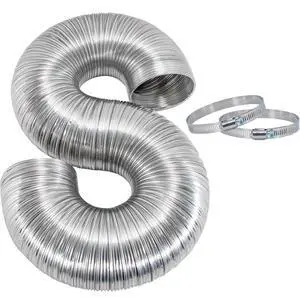 8 Foot ArmorFlex Dryer Vent, Flexible Aluminum Duct with Clamps, Semi-Rigid, 69028 8 Foot ArmorFlex Dryer Vent, Flexible Aluminum Duct with Clamps, Semi-Rigid, 69028