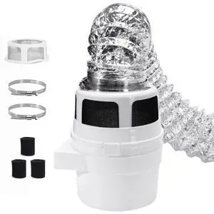 Upgraded Version - 3 in 1 Indoor Dryer Vent Kit with Silver Dryer Vent Hose - Dryer Lint Catcher Water Filter Bucket - Dryer Lint Trap for Electric Dryer Upgraded Version - 3 in 1 Indoor Dryer Vent Kit with Silver Dryer Vent Hose - Dryer Lint Catcher Water Filter Bucket - Dryer Lint Trap for Electric Dryer