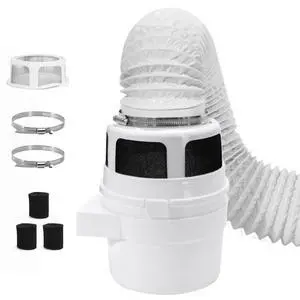 Upgraded Version - 3 in 1 Indoor Dryer Vent Kit with White Dryer Vent Hose - Dryer Lint Catcher Water Filter Bucket - Dryer Lint Trap for Electric Dryer Upgraded Version - 3 in 1 Indoor Dryer Vent Kit with White Dryer Vent Hose - Dryer Lint Catcher Water Filter Bucket - Dryer Lint Trap for Electric Dryer