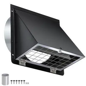 5 Inch Hooded Wall Vent with Mesh and Damper,5'' Exhaust Vent Cover,5in Dryer Vent Cover Outside Metal Wall Exhaust Duct Cap for Kitchen Range Hood/Bathroom Exhaust/Laundry-Galvanized Steel,Black 5 Inch Hooded Wall Vent with Mesh and Damper,5'' Exhaust Vent Cover,5in Dryer Vent Cover Outside Metal Wall Exhaust Duct Cap for Kitchen Range Hood/Bathroom Exhaust/Laundry-Galvanized Steel,Black