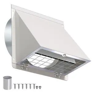 5 Inch Hooded Wall Vent with Mesh&Damper,5''Exhaust Vent Cover,5in Dryer Vent Cover Outside Metal Wall Exhaust Vent Cap Hood for Outdoor Kitchen Range Hood/Bathroom Exhaust Duct-Galvanized Steel,White 5 Inch Hooded Wall Vent with Mesh&Damper,5''Exhaust Vent Cover,5in Dryer Vent Cover Outside Metal Wall Exhaust Vent Cap Hood for Outdoor Kitchen Range Hood/Bathroom Exhaust Duct-Galvanized Steel,White