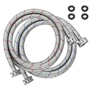4FT Stainless Steel Washing Machine Hoses 3/4" NPT Connection | Washer Hoses Red and Blue Water Supply Lines by Hot and Cold Washer Hoses (2 Pack) 4FT Stainless Steel Washing Machine Hoses 3/4" NPT Connection | Washer Hoses Red and Blue Water Supply Lines by Hot and Cold Washer Hoses (2 Pack)