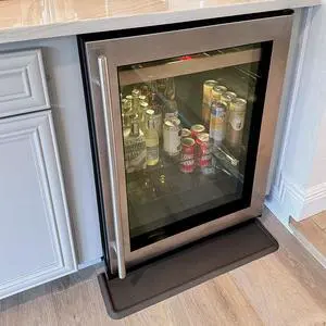Refrigerator Appliance Beverage Cooler Front Spill Catch Mat Heavy-Duty Rubber Drip Tray, 27" × 6 ½", Slate Grey Refrigerator Appliance Beverage Cooler Front Spill Catch Mat Heavy-Duty Rubber Drip Tray, 27" × 6 ½", Slate Grey
