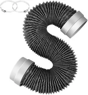 8FT Dryer Vent Hose 4 Inch, Heavy Duty Flexible Aluminum Duct | Rubber Seal Connectors, Easy Install, 6-Layer Aluminum, Heat Resistant Exhaust Hose for Tight Spaces, Vent Kit & 2 Clamps 8FT Dryer Vent Hose 4 Inch, Heavy Duty Flexible Aluminum Duct | Rubber Seal Connectors, Easy Install, 6-Layer Aluminum, Heat Resistant Exhaust Hose for Tight Spaces, Vent Kit & 2 Clamps