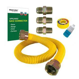 5/8" OD x 18" (1.5Ft) Flexible Gas Connector Kit for Stove Range, Furnace, WeatherProof Stainless Steel Tubing with SafeGuard Yellow-Coating (Green-A1 Series) 5/8" OD x 18" (1.5Ft) Flexible Gas Connector Kit for Stove Range, Furnace, WeatherProof Stainless Steel Tubing with SafeGuard Yellow-Coating (Green-A1 Series)