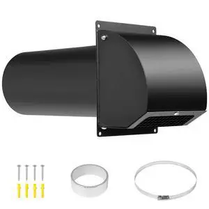4 Inch Dryer Vent with Screen and Damper, Black | Heavy-duty 14GA/2MM Steel Dryer Vent Cover, Dryer Vent Cover Outside for Dryer Ventilation and Outdoor Air Exhaust 4 Inch Dryer Vent with Screen and Damper, Black | Heavy-duty 14GA/2MM Steel Dryer Vent Cover, Dryer Vent Cover Outside for Dryer Ventilation and Outdoor Air Exhaust