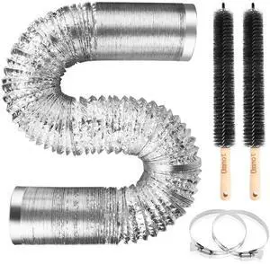 4 Inch 26FT Dryer Vent Hose, Flexible Insulated Aluminum Duct with 2 Cleaning Brushes for Indoor & Outdoor Use 4 Inch 26FT Dryer Vent Hose, Flexible Insulated Aluminum Duct with 2 Cleaning Brushes for Indoor & Outdoor Use