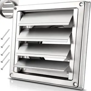4" Metal Dryer Vent Cover for Exterior Wall, Stainless Steel | Weather & UV-Resistant with 4 Screws Rubber Gasket, Exterior Wall Vent Cover with Louvre for Dryer, AC Vents Range, Hood Vent 4" Metal Dryer Vent Cover for Exterior Wall, Stainless Steel | Weather & UV-Resistant with 4 Screws Rubber Gasket, Exterior Wall Vent Cover with Louvre for Dryer, AC Vents Range, Hood Vent