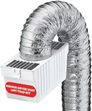 Dryer Lint Trap Kit for Indoor Dryer Venting with 4"x5' Flex Duct | Designed for use with indoor electric dryers where outside venting is impossible, captures lint to improve dryer safety Dryer Lint Trap Kit for Indoor Dryer Venting with 4"x5' Flex Duct | Designed for use with indoor electric dryers where outside venting is impossible, captures lint to improve dryer safety