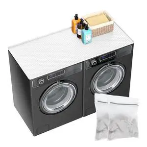 54" x 27.5" Silicone Washer Dryer Countertop Mat with 2 Laundry Bags Non-Slip, Waterproof, Dustproof Cover for Laundry Room Organization & Surface Protection (White) 54" x 27.5" Silicone Washer Dryer Countertop Mat with 2 Laundry Bags Non-Slip, Waterproof, Dustproof Cover for Laundry Room Organization & Surface Protection (White)