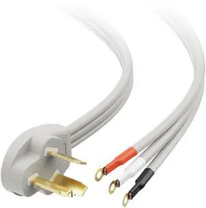 10 AWG 30A 3 Prong Dryer Cord, Gray, Appliance Cord, 10ft | 7500W, NEMA 10-30P to 3-Wire, Ring Terminals, Strain Relief Included, for 3-Wire Dryer Outlets 10 AWG 30A 3 Prong Dryer Cord, Gray, Appliance Cord, 10ft | 7500W, NEMA 10-30P to 3-Wire, Ring Terminals, Strain Relief Included, for 3-Wire Dryer Outlets