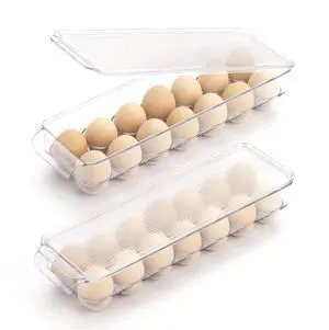 Egg Holder Container for Fridge with Lid and Handle, Clear Plastic Egg Storage Organizer Bins for Refrigerator, Stackable Tray Holds 14 Eggs. (28 Eggs, 2 Packs) Egg Holder Container for Fridge with Lid and Handle, Clear Plastic Egg Storage Organizer Bins for Refrigerator, Stackable Tray Holds 14 Eggs. (28 Eggs, 2 Packs)