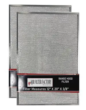 12 X 20 X 3/8 Inches Aluminum Mesh Grease Range Hood Filters 2-Pack 12 X 20 X 3/8 Inches Aluminum Mesh Grease Range Hood Filters 2-Pack