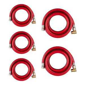 5 Pack 6FT Red PVC Dishwasher Hose With 3/8" Comp x 3/8" MIP Brass 90 Degree Elbow,Flexible Water Line Connector for Standard Dishwashers 6FT 5 Pack 6FT Red PVC Dishwasher Hose With 3/8" Comp x 3/8" MIP Brass 90 Degree Elbow,Flexible Water Line Connector for Standard Dishwashers 6FT