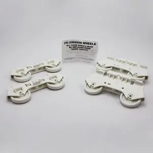 (4 PACK) PART # 4317933 GENUINE FACTORY OEM ORIGINAL DISHWASHER LOWER RACK ROLLERS WHEELS FOR WHIRLPOOL, KENMORE, SEARS AND ROPER (4 PACK) PART # 4317933 GENUINE FACTORY OEM ORIGINAL DISHWASHER LOWER RACK ROLLERS WHEELS FOR WHIRLPOOL, KENMORE, SEARS AND ROPER