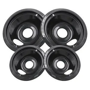 GE Black Stove Drip Pans, 10% Energy Save by Enamel Spraying Prevent Bending and Rust - Include 2 6'' Burner Drip Pans and 2 8'' Drip Bowl GE Black Stove Drip Pans, 10% Energy Save by Enamel Spraying Prevent Bending and Rust - Include 2 6'' Burner Drip Pans and 2 8'' Drip Bowl