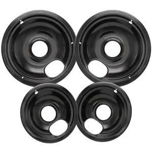 Stove Drip Pan for Electric Stove Top, Compatible with Frigidaire 10% Energy Save by Enamel Spraying Prevent Bending and Rust Includes a Set of 4 Oven Burner Drip Pans, Black Stove Drip Pan for Electric Stove Top, Compatible with Frigidaire 10% Energy Save by Enamel Spraying Prevent Bending and Rust Includes a Set of 4 Oven Burner Drip Pans, Black