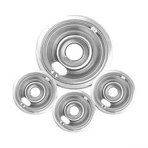 4-Piece Drip Pans Set - Compatible with GE Stoves - Chrome Finish Electric Stove Burner Drip Pans - 3 x 6inch, 1 x 8inch Stove Drip Pans - GE Stove Drip 4-Piece Drip Pans Set - Compatible with GE Stoves - Chrome Finish Electric Stove Burner Drip Pans - 3 x 6inch, 1 x 8inch Stove Drip Pans - GE Stove Drip