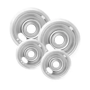 4-Piece Drip Pans Set - Compatible with GE Stoves - Chrome Finish Electric Stove Burner Drip Pans - 2 x 6inch, 2 x 8inch Stove Drip Pans - GE Stove Drip 4-Piece Drip Pans Set - Compatible with GE Stoves - Chrome Finish Electric Stove Burner Drip Pans - 2 x 6inch, 2 x 8inch Stove Drip Pans - GE Stove Drip