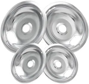 W10196405 W10196406 Stove Burner Drip Pans for Electric Stove Top-Compatible with Whirlpool Electric Range-Thickening to Prevent Bent-Set of 4 Chrome Drip Pans, Silver W10196405 W10196406 Stove Burner Drip Pans for Electric Stove Top-Compatible with Whirlpool Electric Range-Thickening to Prevent Bent-Set of 4 Chrome Drip Pans, Silver