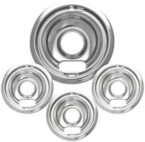 W10196405 W10196406 Stove Burner Drip Pans for Electric Stove Top-Compatible with Whirlpool Electric Range-Thickening to Prevent Bent-Set of 4 Chrome Drip Pans, Silver W10196405 W10196406 Stove Burner Drip Pans for Electric Stove Top-Compatible with Whirlpool Electric Range-Thickening to Prevent Bent-Set of 4 Chrome Drip Pans, Silver