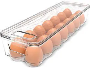 Egg Holder for Fridge, Stackable Egg Container, 1 Pack, Clear | With Lid and Handle, For Refrigerator Organization, Egg Holder For Kitchen or Pantry Organizers and Storage Egg Holder for Fridge, Stackable Egg Container, 1 Pack, Clear | With Lid and Handle, For Refrigerator Organization, Egg Holder For Kitchen or Pantry Organizers and Storage