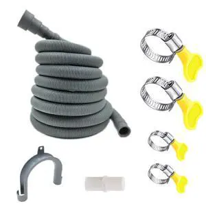 23 Feet Universal Washing Machine Drain Hose Flexible Dishwasher Drain Hose Extension Kits Corrugated Washer Hose w/ 1 Adapter 4 Clamps 1 U-Bend Holder 23 Feet Universal Washing Machine Drain Hose Flexible Dishwasher Drain Hose Extension Kits Corrugated Washer Hose w/ 1 Adapter 4 Clamps 1 U-Bend Holder