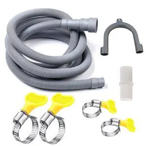 10 Feet Universal Washing Machine Drain Hose Flexible Dishwasher Drain Hose Extension Kits Corrugated Washer Hose w/ 1 Adapter 4 Clamps 1 U-Bend Holder 10 Feet Universal Washing Machine Drain Hose Flexible Dishwasher Drain Hose Extension Kits Corrugated Washer Hose w/ 1 Adapter 4 Clamps 1 U-Bend Holder
