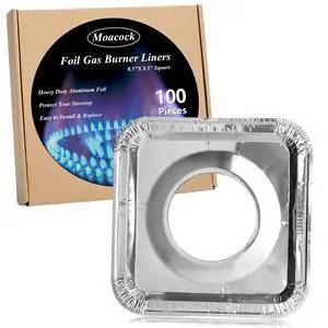 100 Pack Aluminum Foil Square Stove Burner Covers 8.5 Inch | Disposable Heavy Thick Quality Bib Liners Drip Pans Gas Range Top Protectors 100 Pack Aluminum Foil Square Stove Burner Covers 8.5 Inch | Disposable Heavy Thick Quality Bib Liners Drip Pans Gas Range Top Protectors