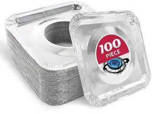 Aluminum Gas Stove Burner Covers -Thicker Foil Square Burner Liners - Disposable Gas Range Protectors, 100 PackOuter diameter: 8.5 x 8.5 inch Aluminum Gas Stove Burner Covers -Thicker Foil Square Burner Liners - Disposable Gas Range Protectors, 100 PackOuter diameter: 8.5 x 8.5 inch