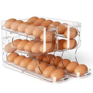 Clear FIFO Egg Holder for Fridge, Egg Dispenser for Eggs 36 Count | Clear PET, Heavy-Duty, Automatic Rolling Egg Organizer, Space-Saving Egg Roller/Container/Storage for Kitchen Countertop Clear FIFO Egg Holder for Fridge, Egg Dispenser for Eggs 36 Count | Clear PET, Heavy-Duty, Automatic Rolling Egg Organizer, Space-Saving Egg Roller/Container/Storage for Kitchen Countertop
