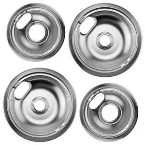 W10196406 and W10196405 Chrome Stove Burner Drip Pan Set for Whirlpool Amana Maytag Magic-Chef Kenmore Electric Range with Locking Slot, Includes 2 6-Inch and 2 8-Inch Drip Bowls W10196406 and W10196405 Chrome Stove Burner Drip Pan Set for Whirlpool Amana Maytag Magic-Chef Kenmore Electric Range with Locking Slot, Includes 2 6-Inch and 2 8-Inch Drip Bowls
