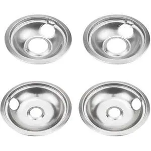 Chrome Drip Pan Stove Burner Covers, Electric Stove Burner Drip Pans for Whirlpool W10278125, 4 Pack (4x8") Chrome Drip Pan Stove Burner Covers, Electric Stove Burner Drip Pans for Whirlpool W10278125, 4 Pack (4x8")