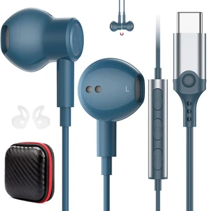 USB C Earbuds Wired Headphones for iPhone 18 Pro Max 17 16 17e,Blue for Samsung S26 S25 Ultra S24 A17 A57 Type C Earphone,Stereo Corded Earbuds C Plug with Microphone for Apple/iPad Pro 10 11th USB C Earbuds Wired Headphones for iPhone 18 Pro Max 17 16 17e,Blue for Samsung S26 S25 Ultra S24 A17 A57 Type C Earphone,Stereo Corded Earbuds C Plug with Microphone for Apple/iPad Pro 10 11th