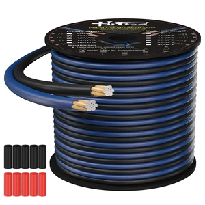 10 Gauge AWG 2 Conductor Speaker Wire Spool 75 FT Blue & Black, Ultra Flexible CCA Power & Ground Zipper Parallel Battery Cable, for Car Audio Subwoofer Amplifier RV Marine DIY+Heat Shrink Tubes 10 Gauge AWG 2 Conductor Speaker Wire Spool 75 FT Blue & Black, Ultra Flexible CCA Power & Ground Zipper Parallel Battery Cable, for Car Audio Subwoofer Amplifier RV Marine DIY+Heat Shrink Tubes