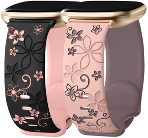 2 Pack Floral Engraved Bands for Fitbit Sense 1/2 Versa3/4 Cute,Two-Tone,Soft Silicone,Sport Strap,Women,For Fitbit Sense 2 / Sense Fitbit Versa 4/ Versa 3 2 Pack Floral Engraved Bands for Fitbit Sense 1/2 Versa3/4 Cute,Two-Tone,Soft Silicone,Sport Strap,Women,For Fitbit Sense 2 / Sense Fitbit Versa 4/ Versa 3
