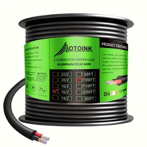 100 Feet 16 Gauge 2 Conductors Electrical Wire Extension Cable 16/2 CCA 16 AWG for Speaker,LED Strips,Automotive,Lamps 100 Feet 16 Gauge 2 Conductors Electrical Wire Extension Cable 16/2 CCA 16 AWG for Speaker,LED Strips,Automotive,Lamps